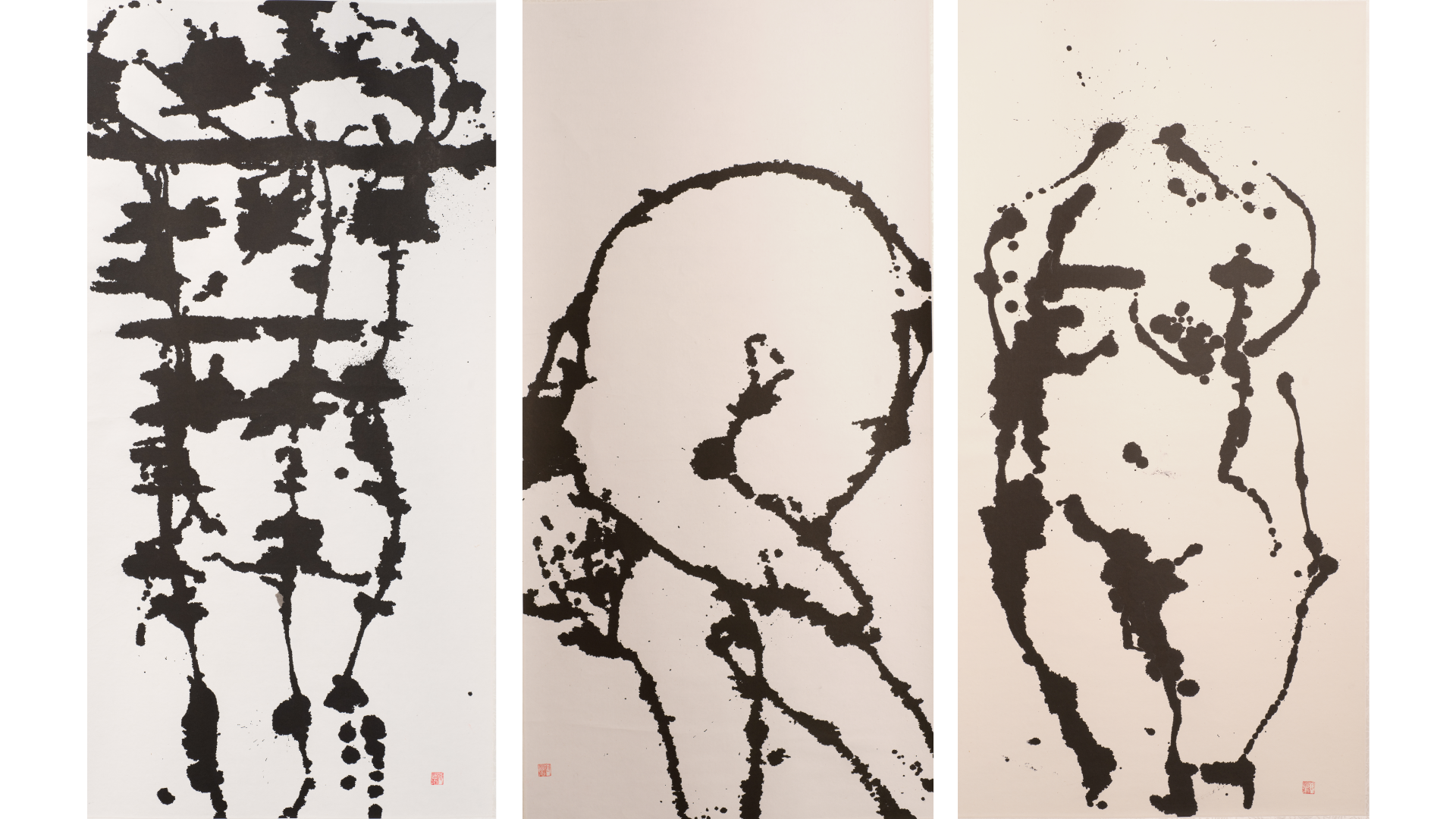 Nature Embodied #4 & #44 & #45 Chinese ink on rice paper 137 cm x 69 cm ©Chloe Ho 2025